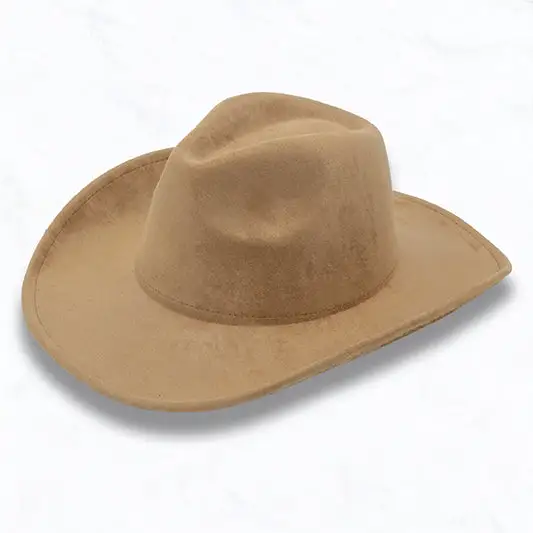 Big Brim Suede Cowboy Peach Heart Fedora Hat