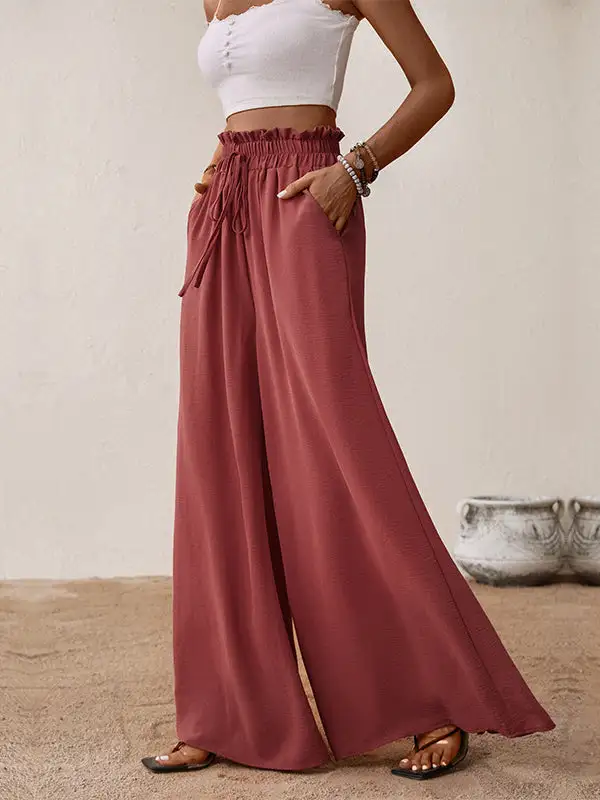 Women's Wide Leg Flared Drawstring Pants