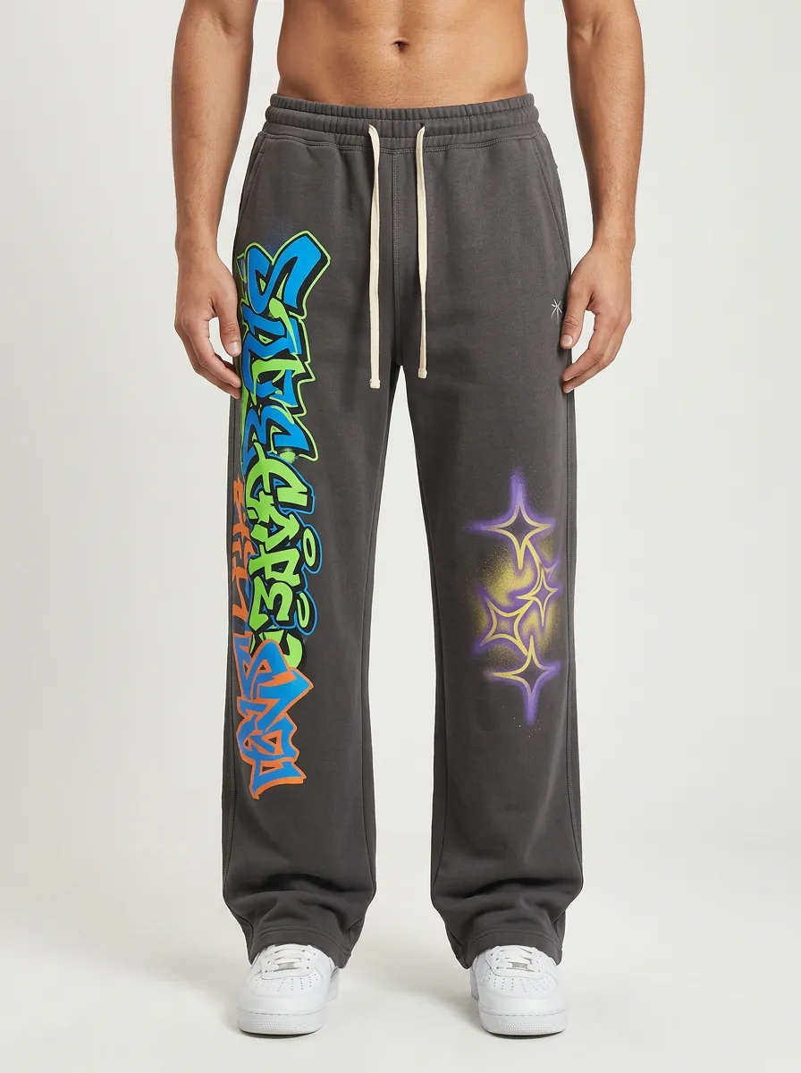 Unisex Streetwear Graffiti Star Sweatpants
