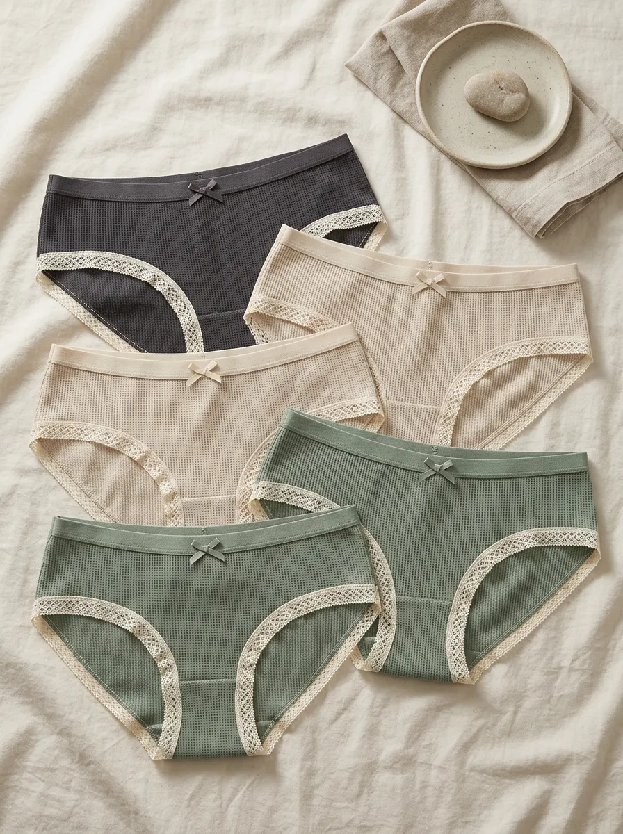 Women's Waffle-Knit Lace-Trim Briefs Multipack