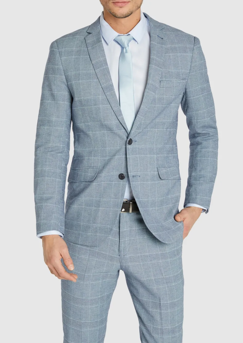 Men's Blue Classic Base Plaid Suit