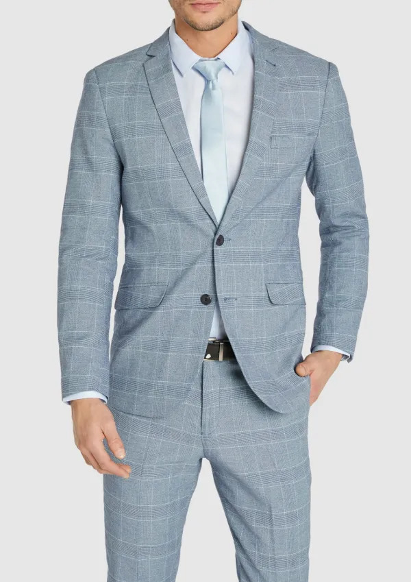 Men's Blue Classic Base Plaid Suit
