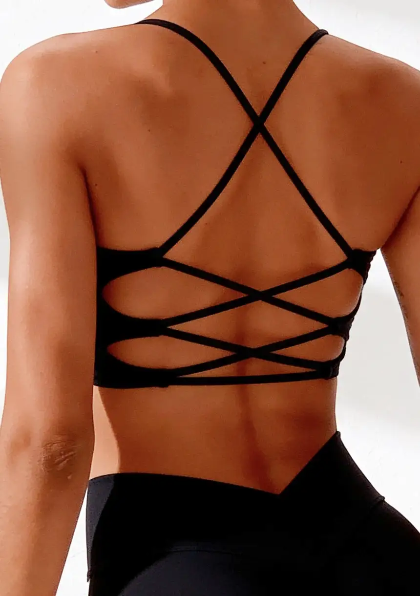 Sports Bra with Decorative Strappy Back