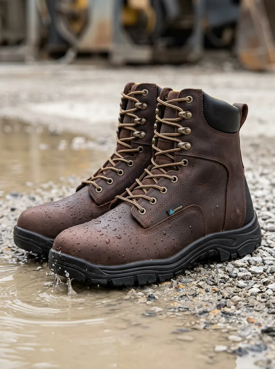 Workday Leather-Look Men's Waterproof Work Boots