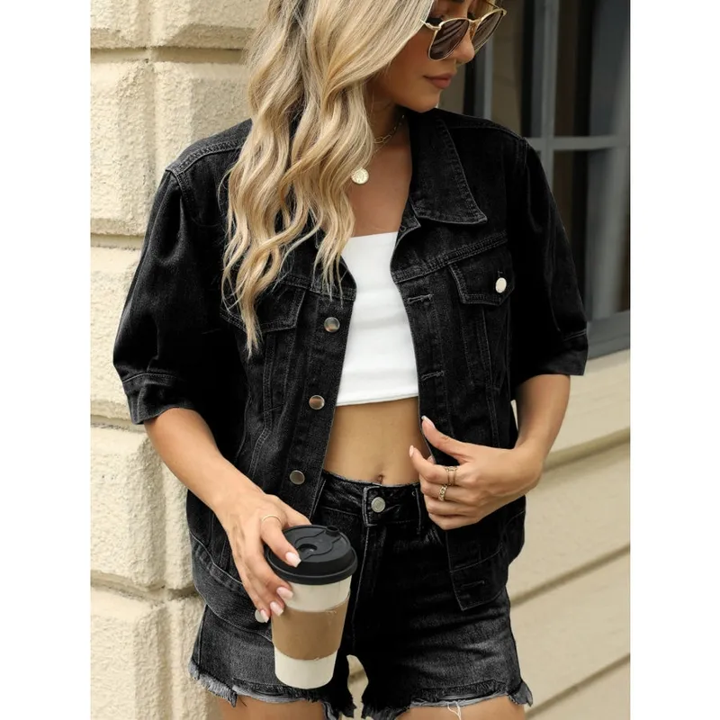 Button-Down Washed Denim Jacket