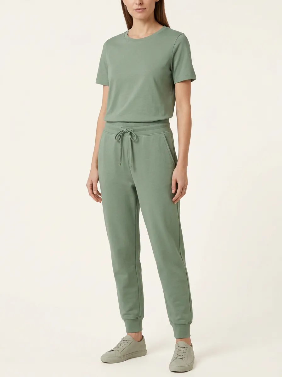 Women's Slant-Pocket Crewneck T-Shirt and Joggers Set