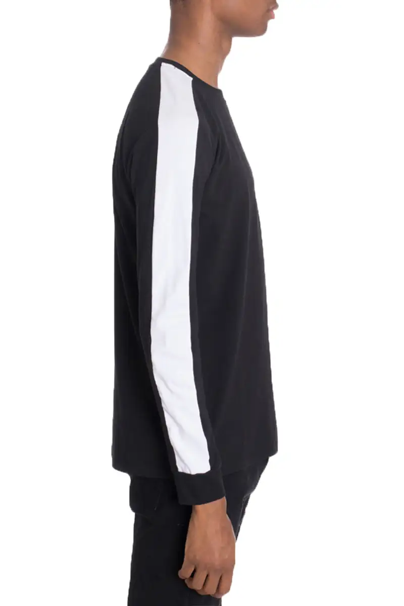 Long-sleeved color-blocked T-shirt