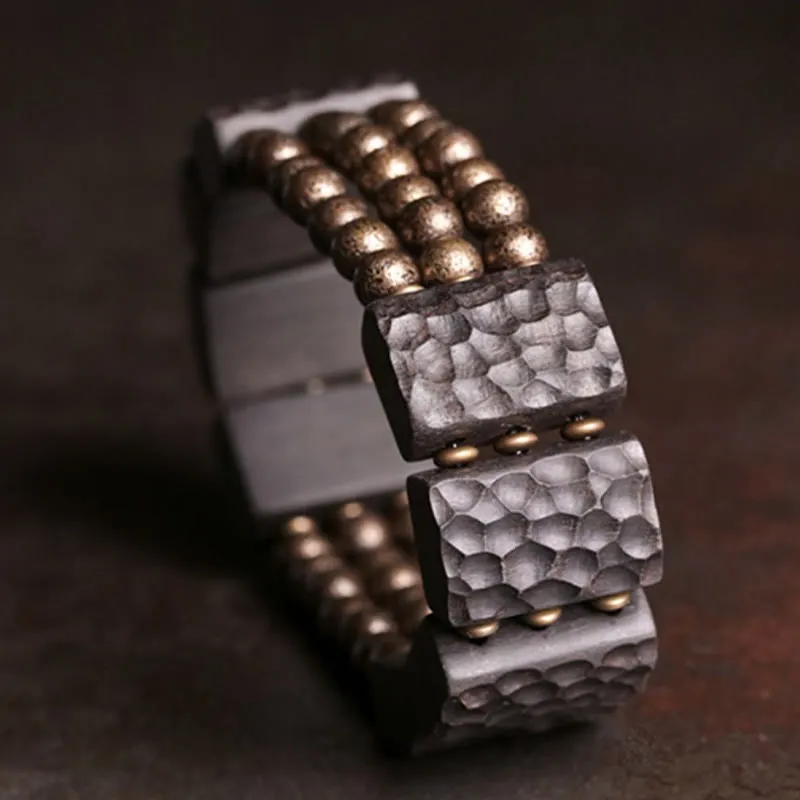 Vintage Ebony Wood Copper Beads Bracelet