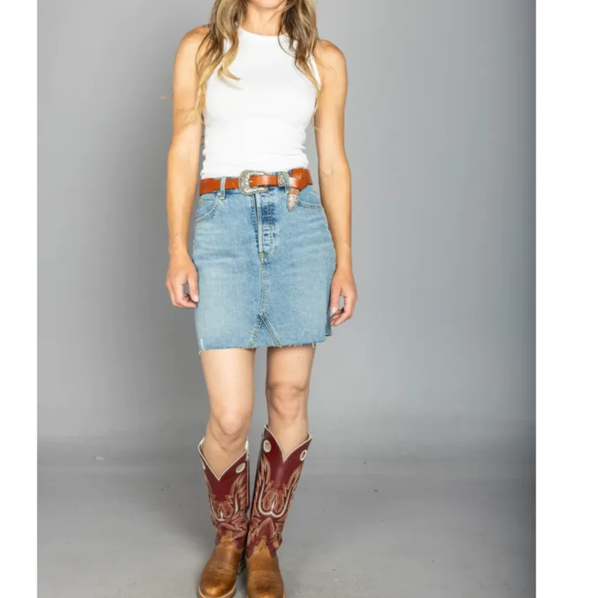 Western Inspired Denim Everyday Skirt