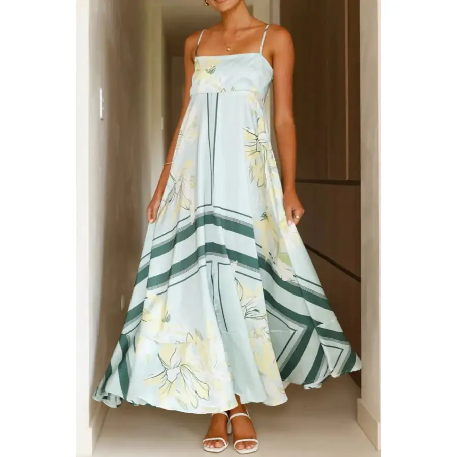 Casual Printed Square Neck Cami Maxi Dress