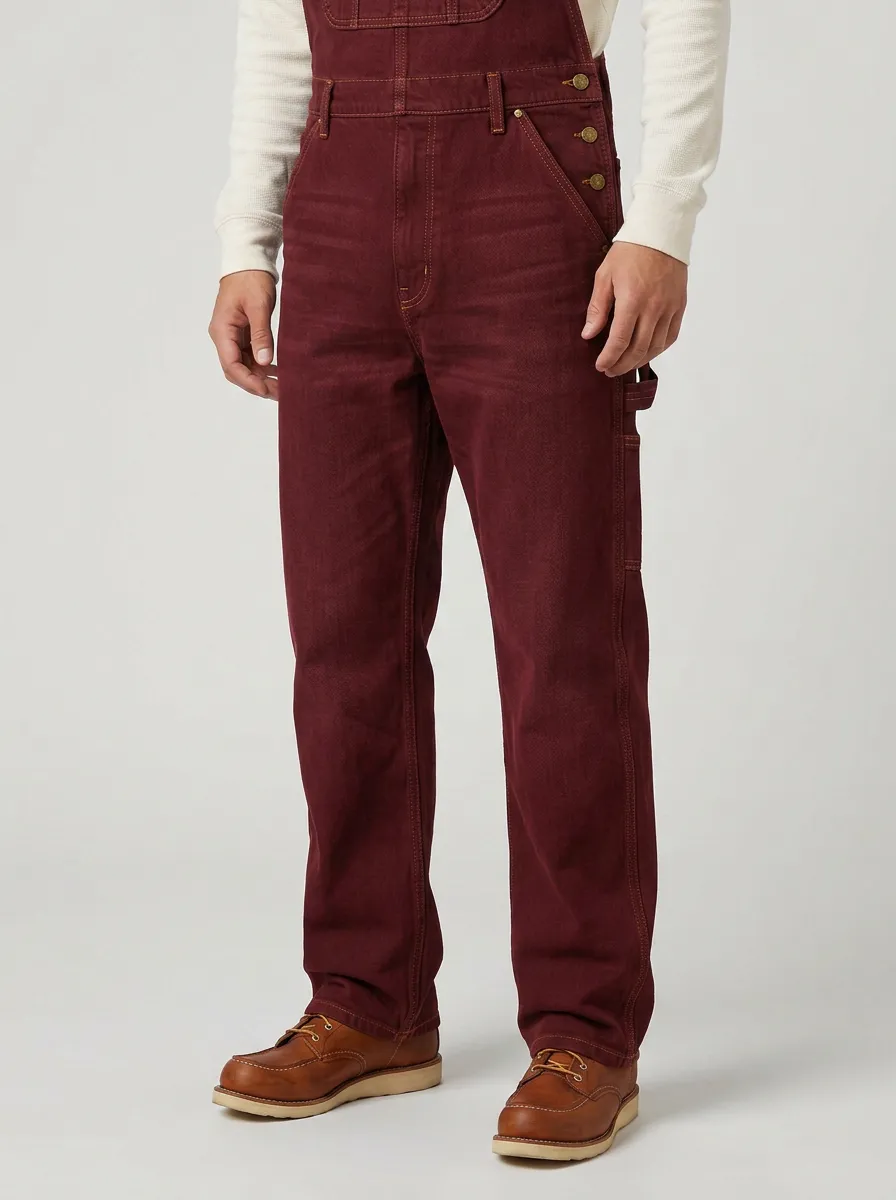 Men's Vintage Style Distressed Denim Bib Overalls