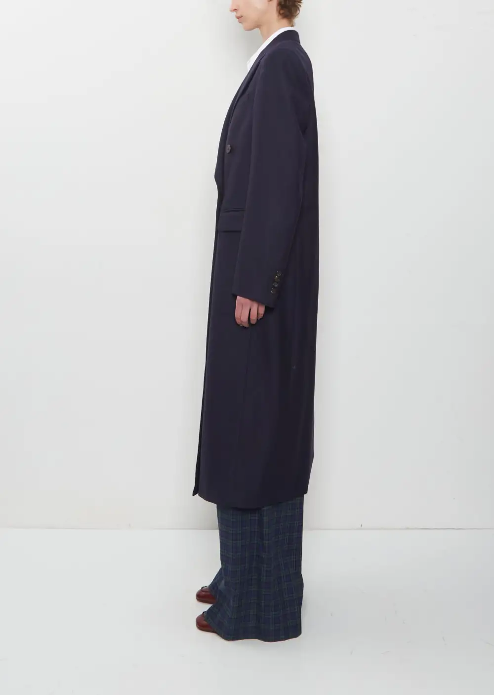 Women's Classic Wool Flannel Double Breasted Longline Coat