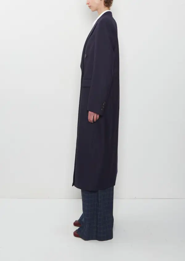 Women's Classic Wool Flannel Double Breasted Longline Coat