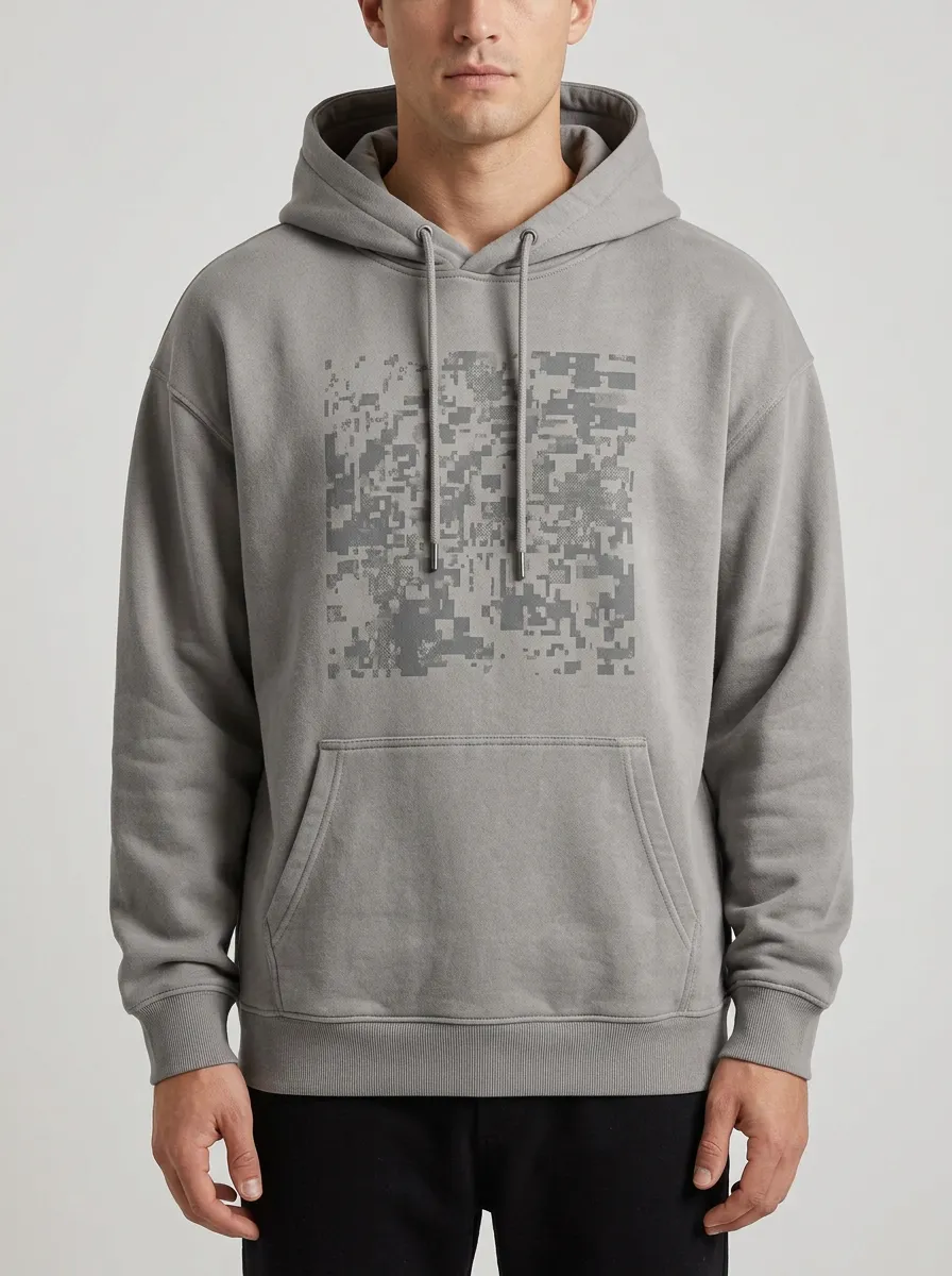 Men's Tactical Style Digital Camo Print Hoodie