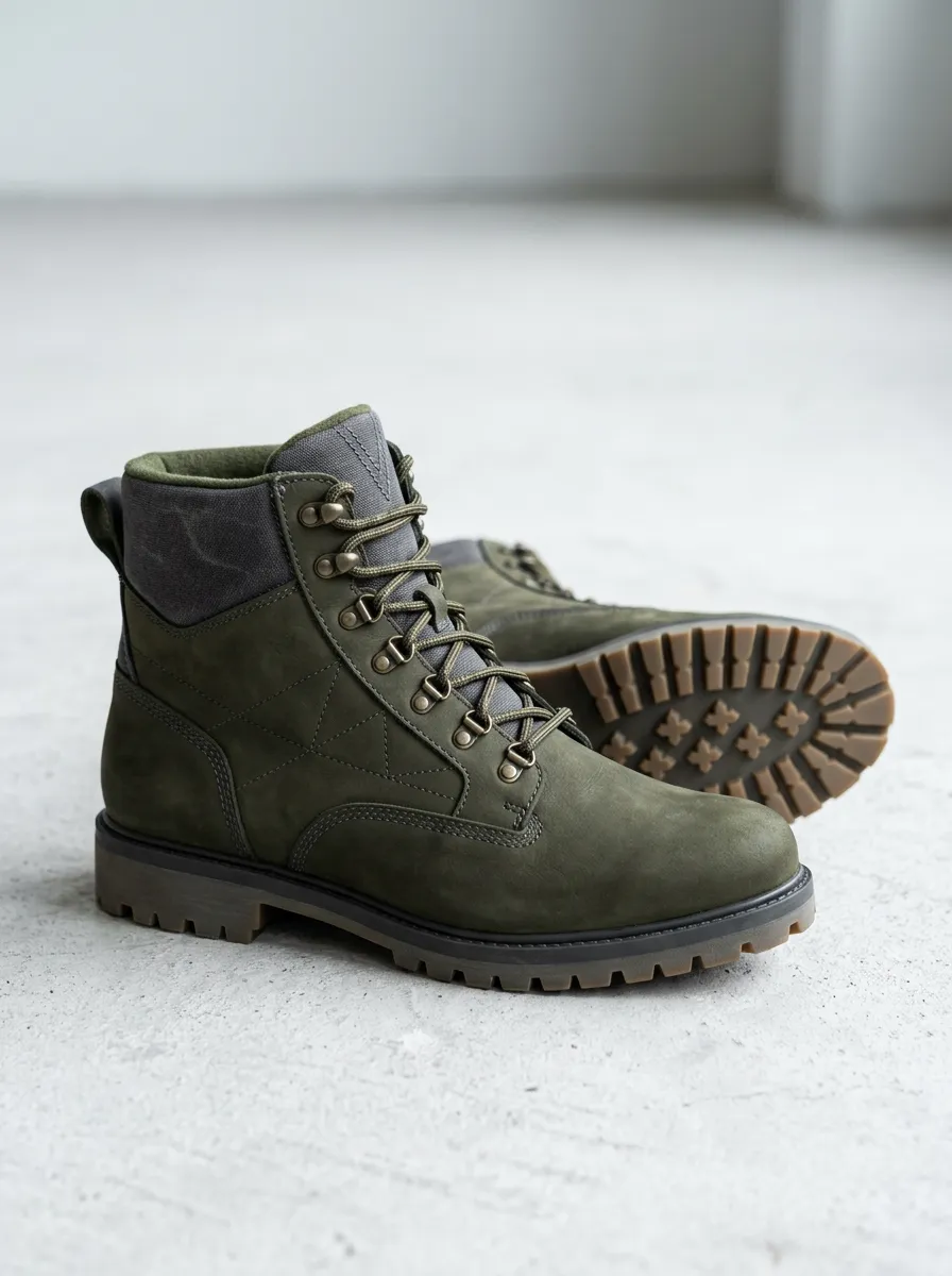 Unisex Outdoor Adventure Stitched Pattern Print Work Boots