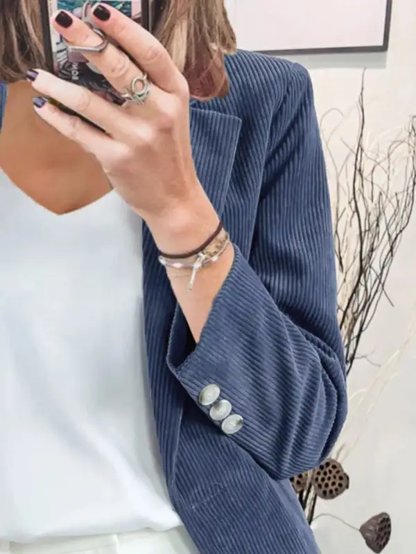 Lapel-Collar Corduroy Blazer