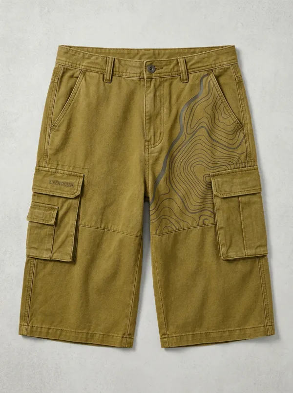 Casual Cargo Topographic Graphic Men's Cargo Shorts