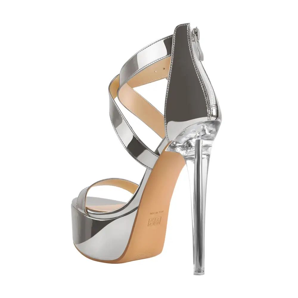 Platform Stiletto Ankle Zipper Crisscross Sandals