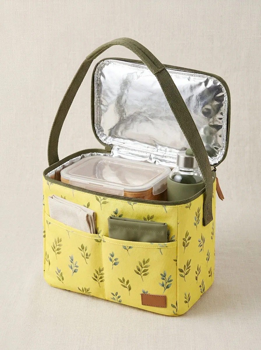 Nature Lover Botanical Leaves Printed Insulated Lunch Bag