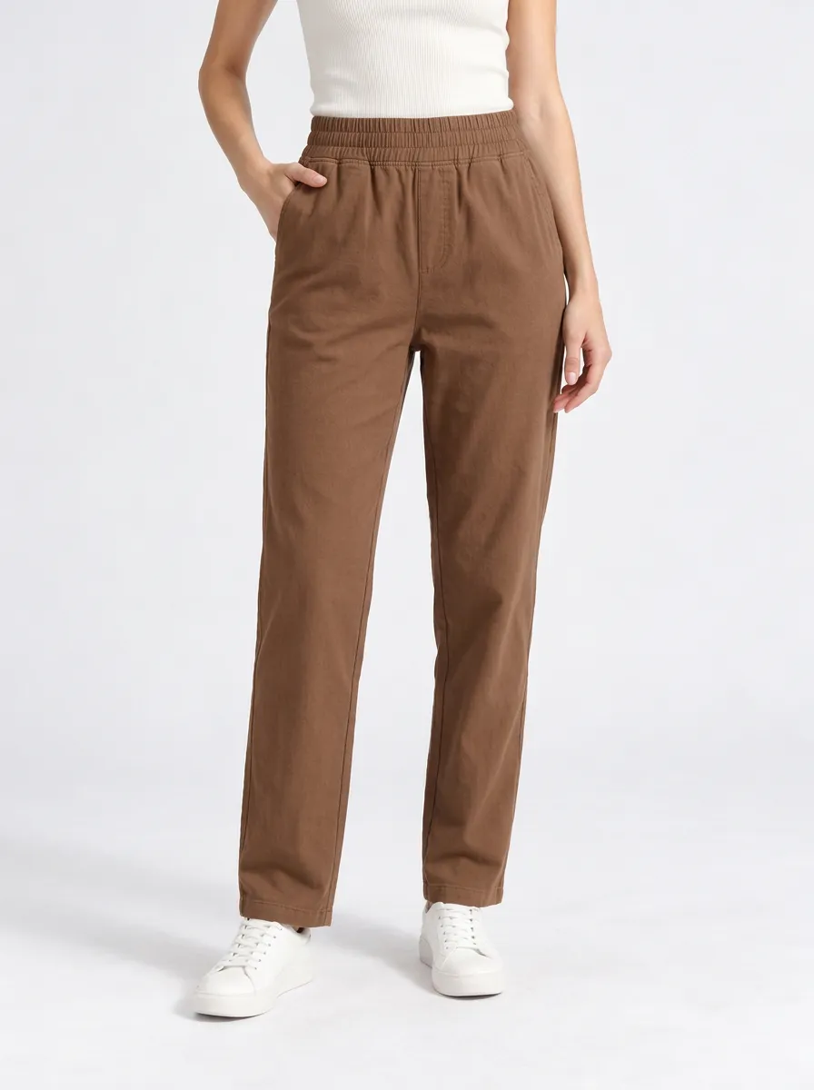 Women's Soft Drape Elastic Waist Everyday Trousers