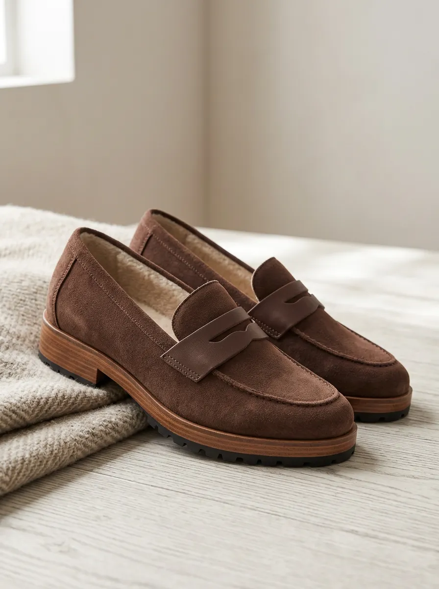 Women's Classic Penny Classic Suede Wood Sole Loafers