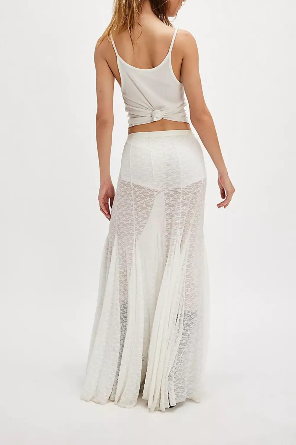 Lace Trimmed Maxi Skirt