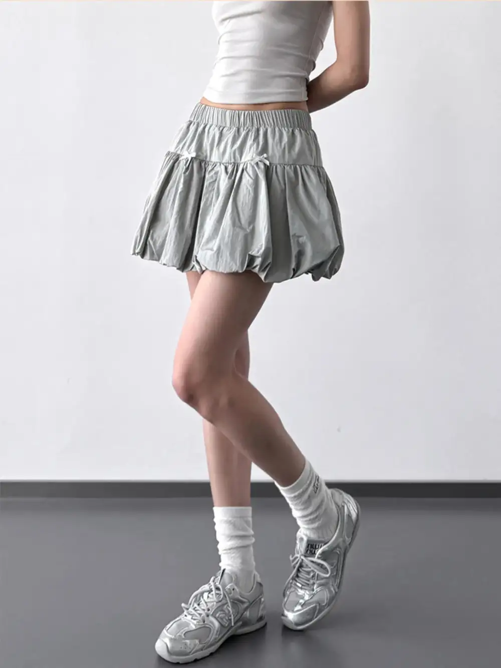 Open Ruched Bubble Skirt