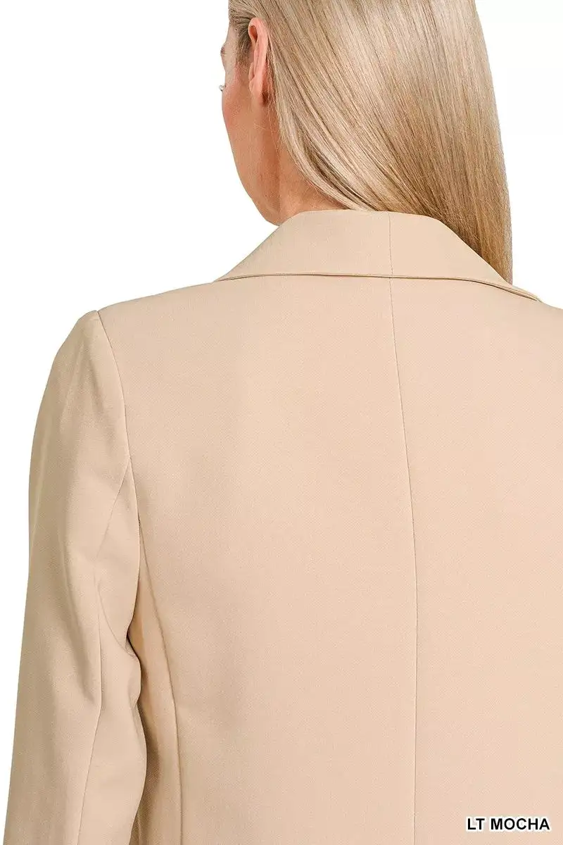 Woven Long Sleeve Blazer With Lining Everyday Layer