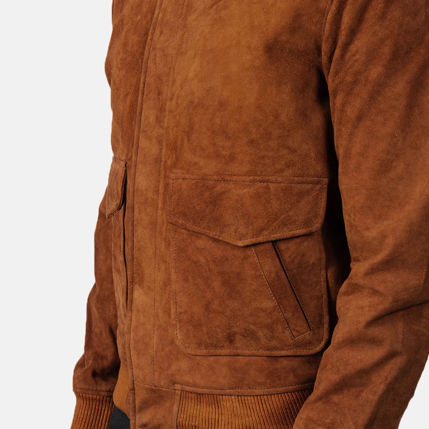 Men's Clean Line Bomber Suede Jacket