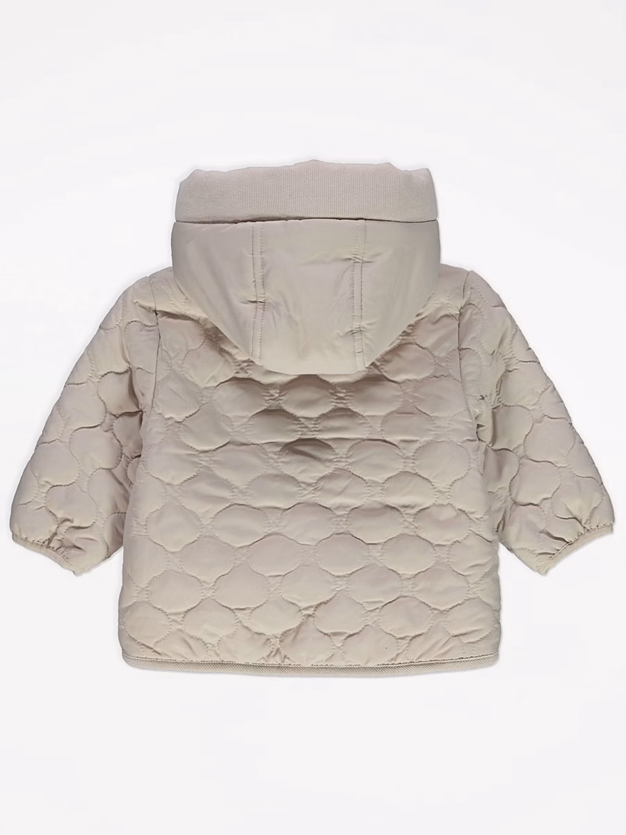 Stone Fleece Lined Quilted Coat detail 1