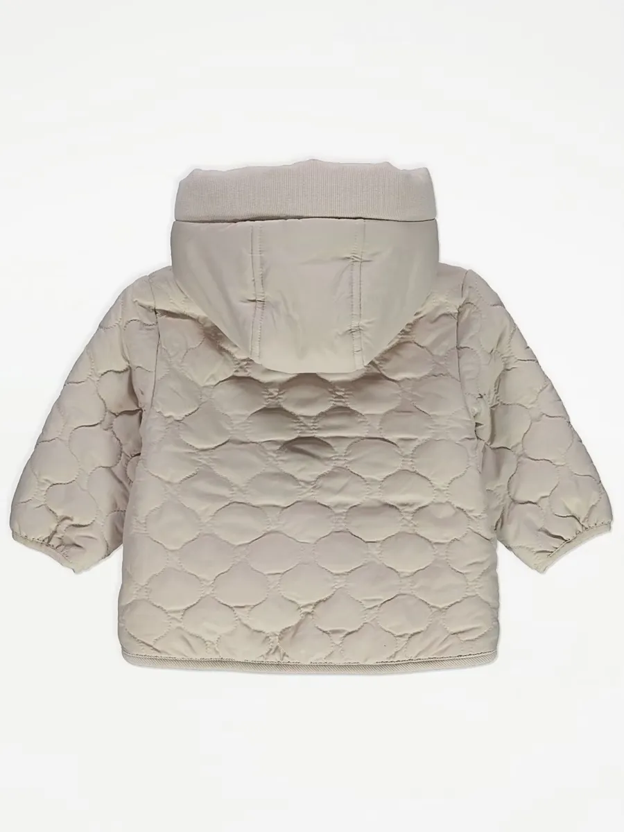 Stone Fleece Lined Quilted Coat