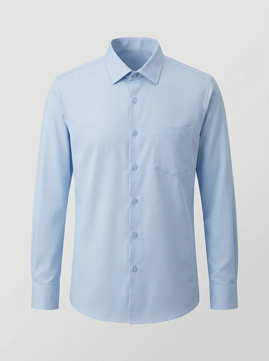 Men's Non-Iron Cotton Light Blue Solid Long Sleeve Shirt