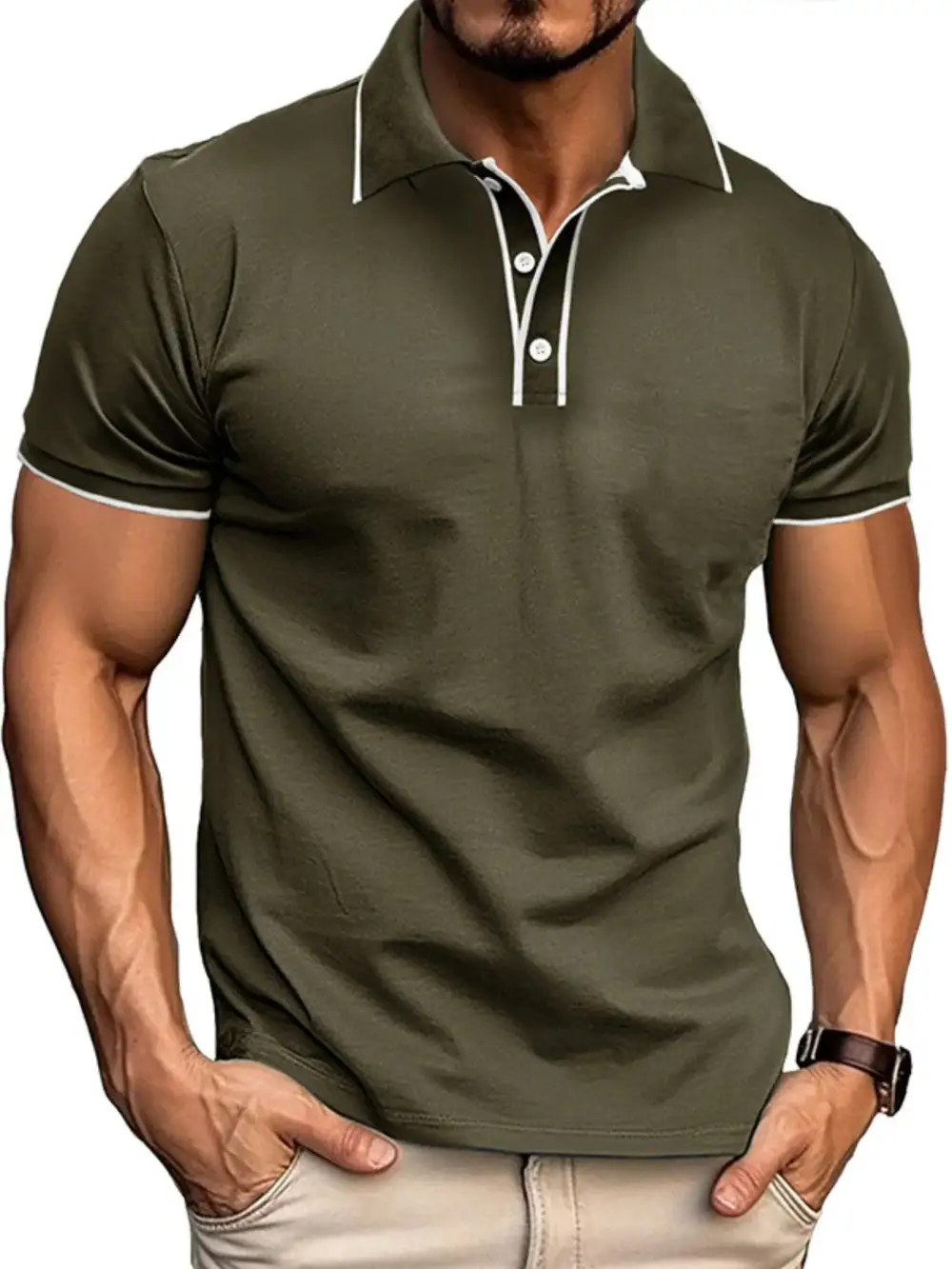 Loose Fit Contrast Detail Collared Polo Shirt