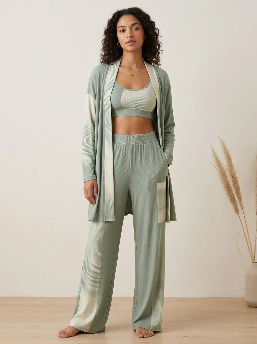 Swirl Ribbed Cardigan Lounge Set