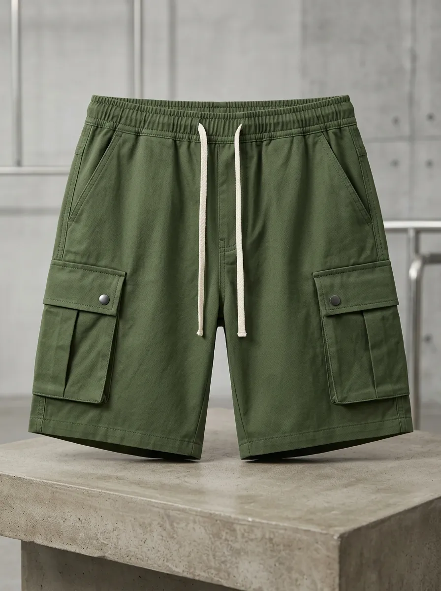 Versatile Pocketed Drawstring Utility Cargo Shorts