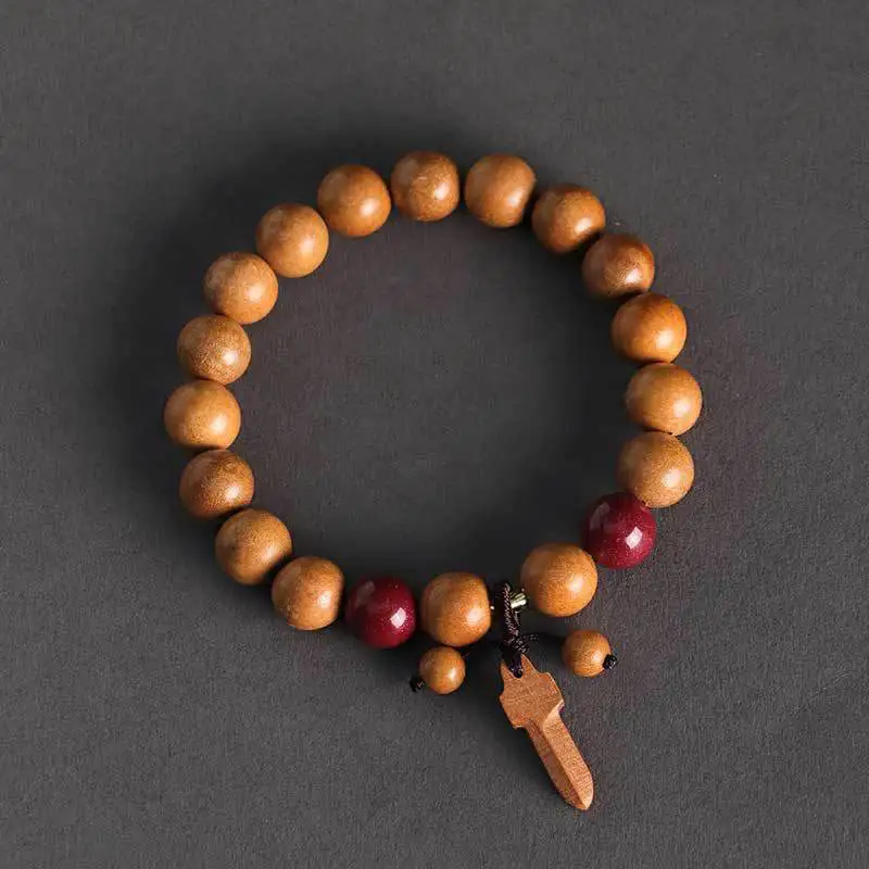 Peach Wood Cinnabar Sword Charm Bracelet
