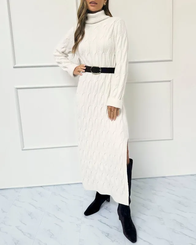 Soft Cable Sweater Dress