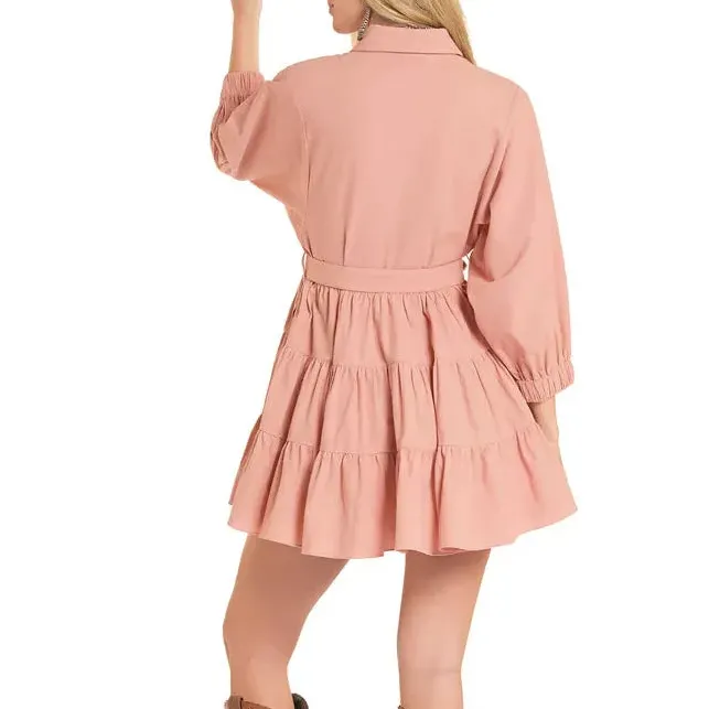 Tiered Buckle Detail Mini Dress