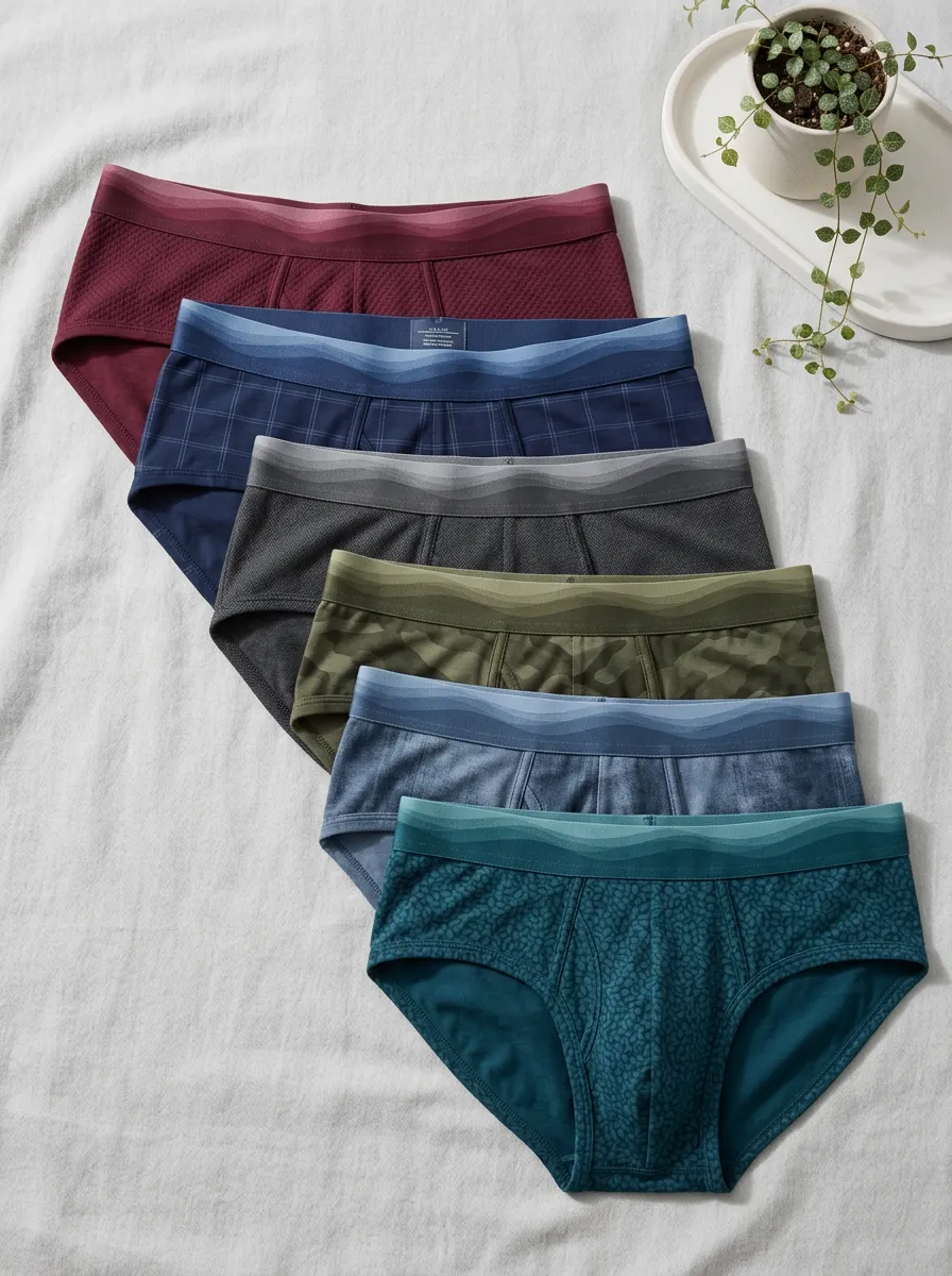 Men's Multi-Pattern Wave Waistband Printed Boxer Briefs 6-Pack
