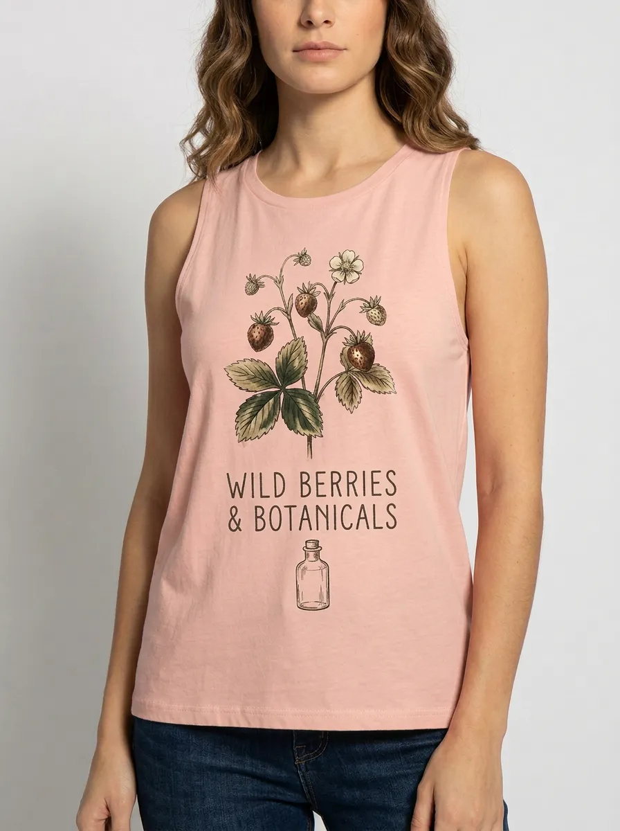 Women's Botanical Wild Berries Graphic Tank Top Sweatshirt