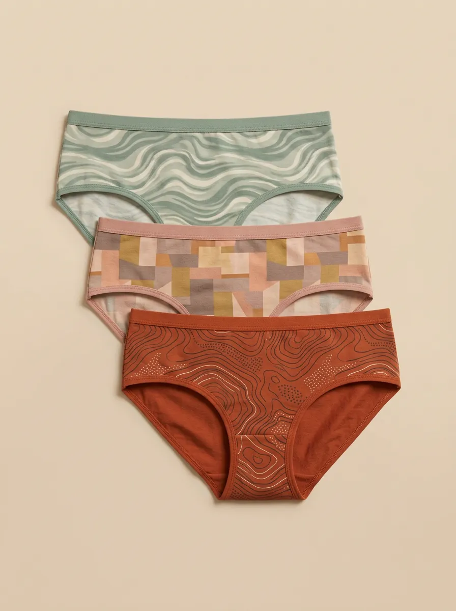 Women's Abstract Geometric Topographic Three-Pack Briefs