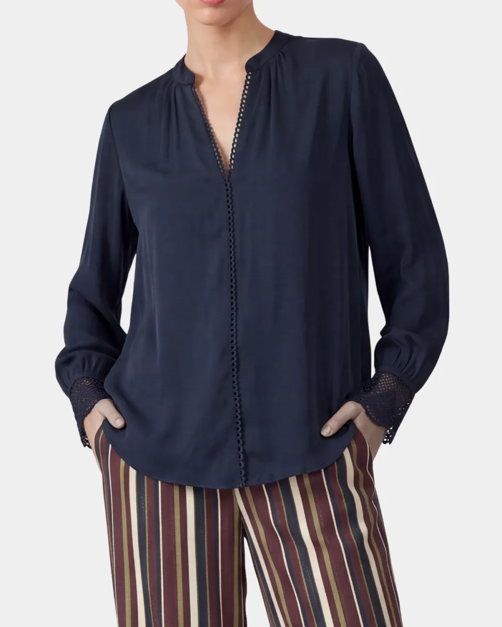 Lace Detail V-Neck Blouse