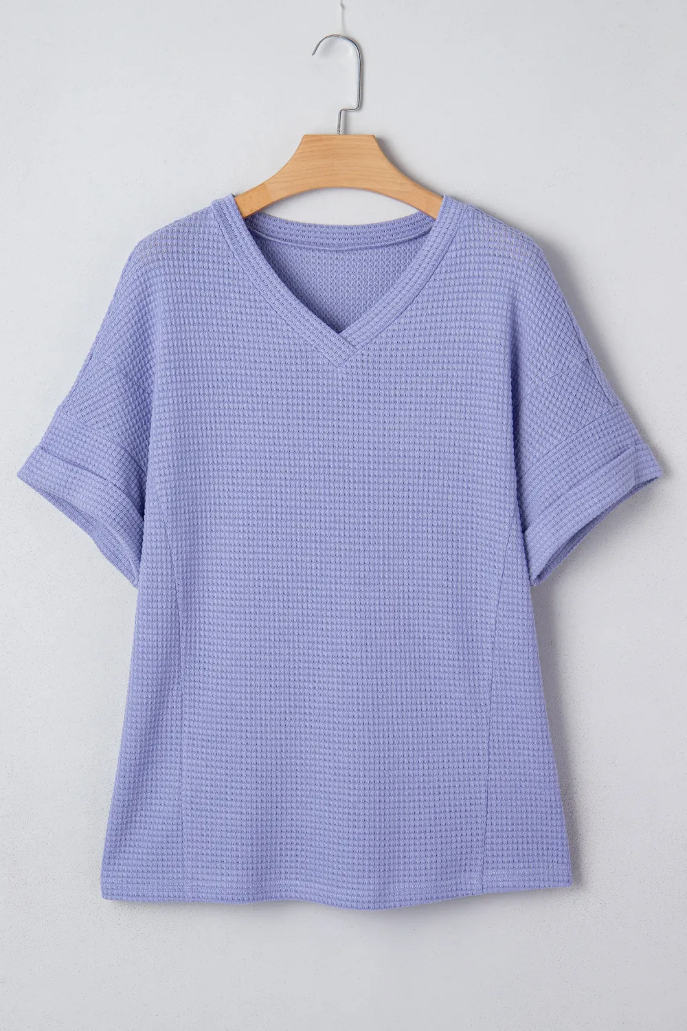 Wisteria Waffle V Neck Short Sleeve Top