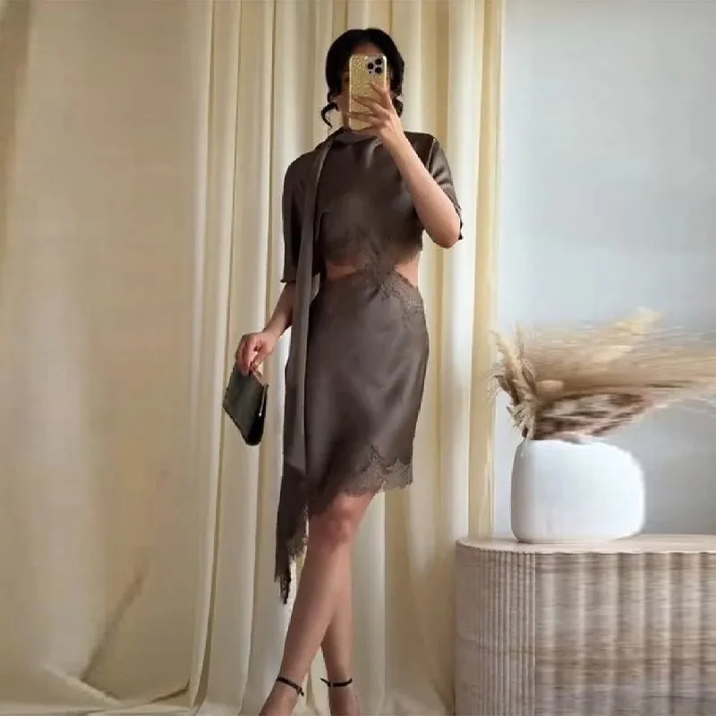 Cut-Out Satin Mini Dress