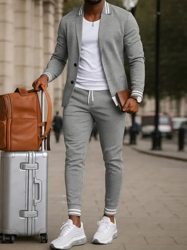 Athletic-Inspired Woven Blazer Set