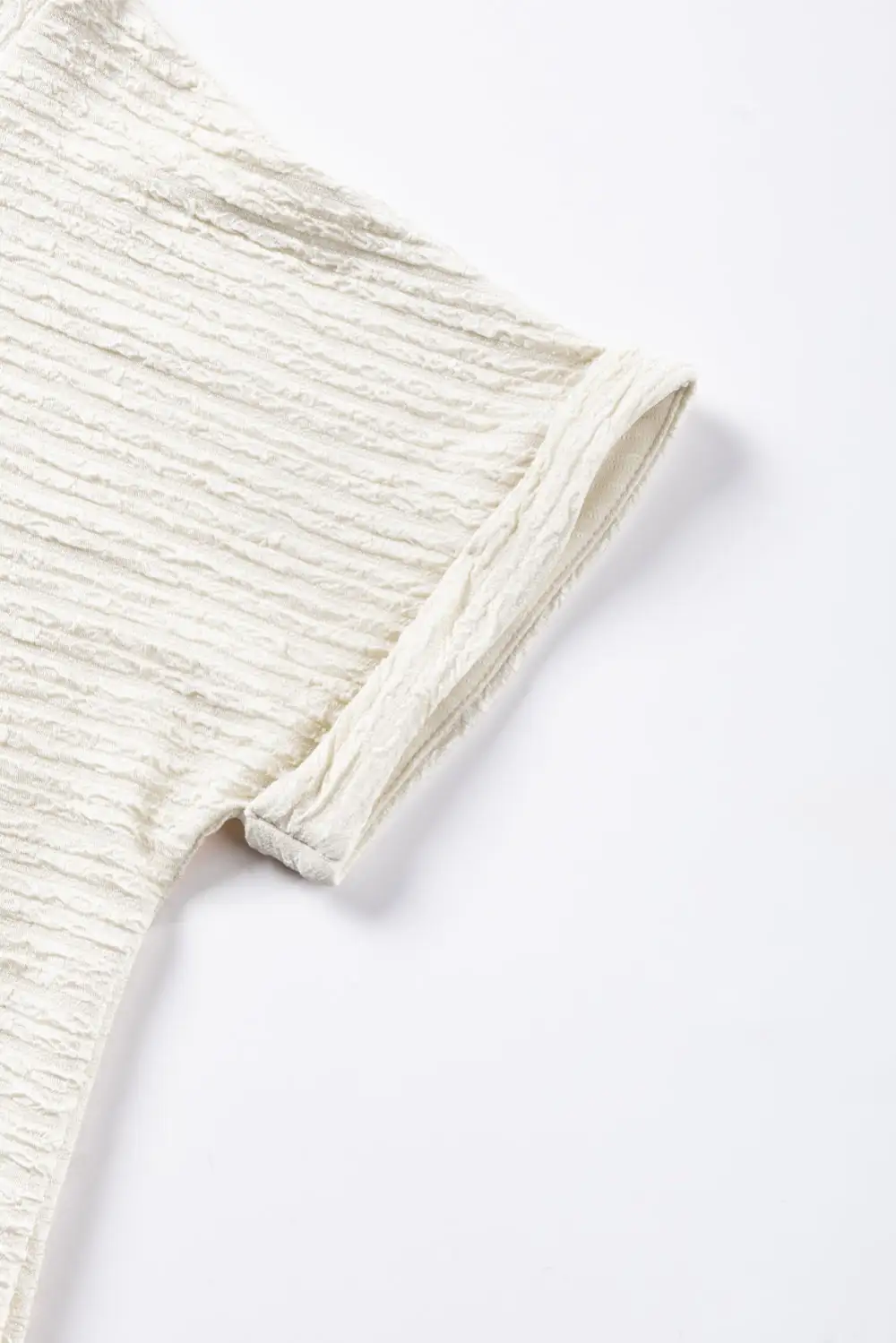 Pale Khaki Textured Wide Sleeve