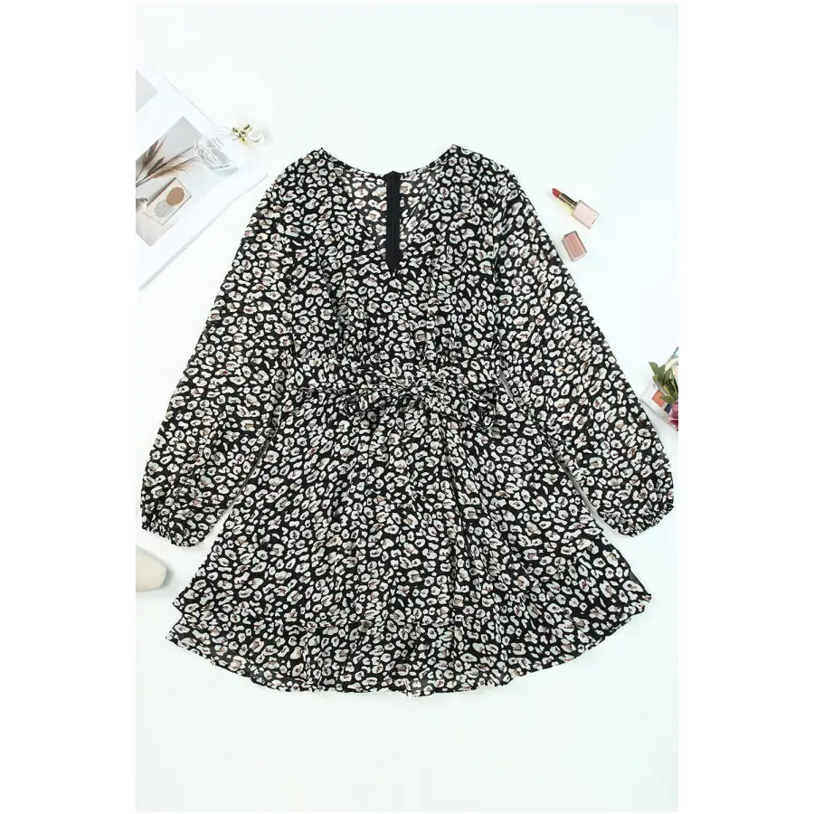 Surplice Long Sleeve Mini Dress