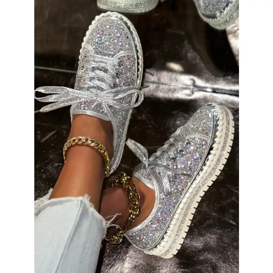 Classic Lace Up Round Toe Platform Sneakers Shoes