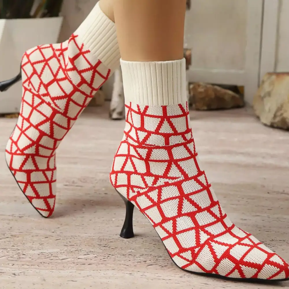 Pointed Toe Flared Heel Boots
