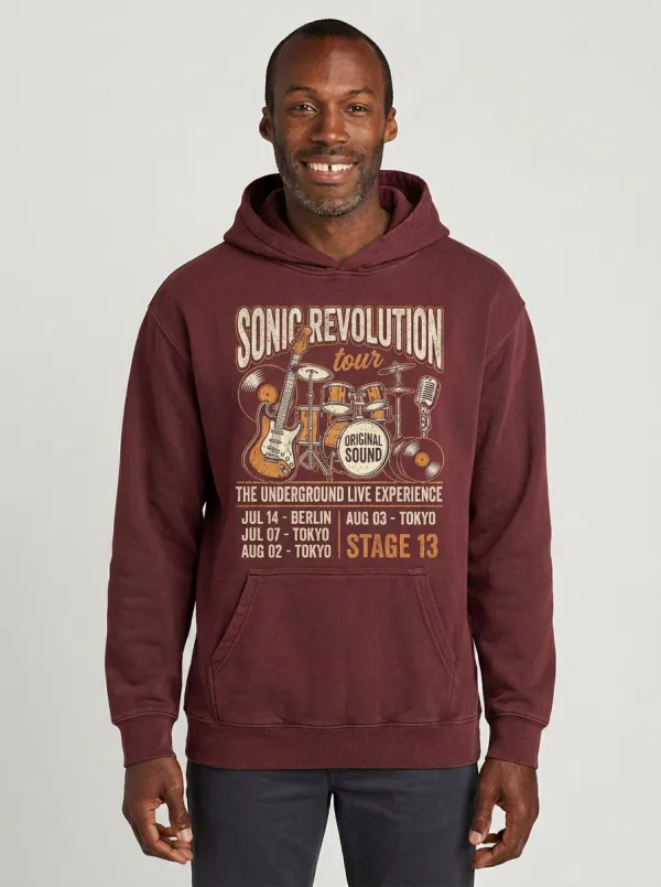 Men‘s Rock Band Music Lover Sonic Revolution Tour Printed Hoodie